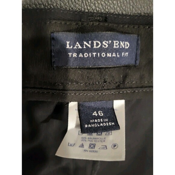 Lands End Traditional Fit Dress Pants Black Mens 46 x 28 Flat Front Career Event - Picture 7 of 8